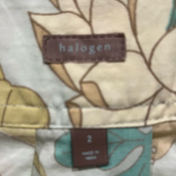 Halogen Cotton A-Line Skirt with Floral Print in Green and Yellow - Picture 3 of 3